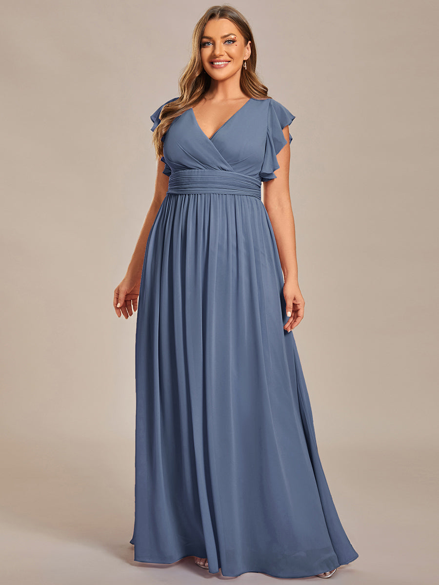ever LILYANA|Robe demoiselle d'honneur en mousseline manches plissées avec découpe au dos