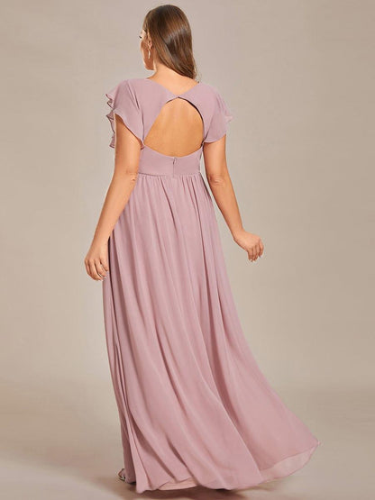 ever LILYANA|Robe demoiselle d'honneur en mousseline manches plissées avec découpe au dos