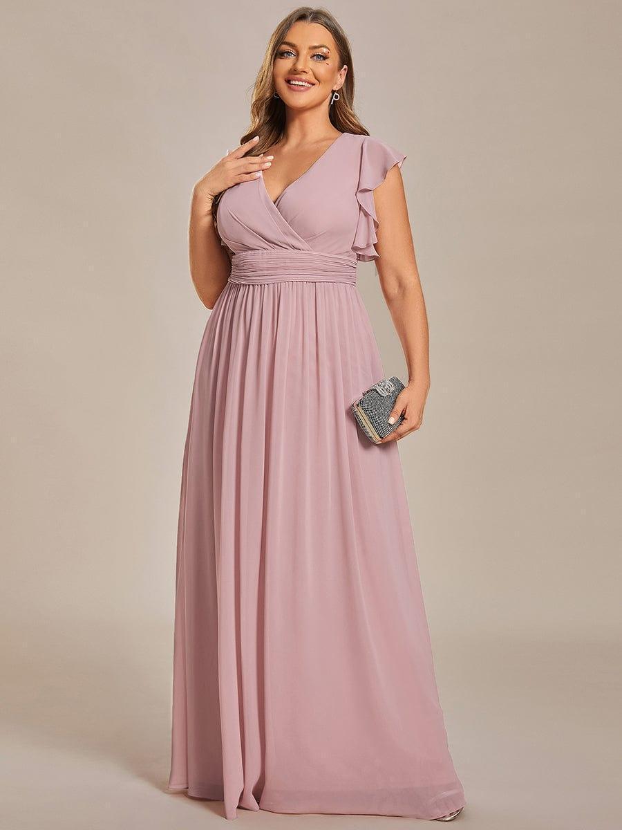 ever LILYANA|Robe demoiselle d'honneur en mousseline manches plissées avec découpe au dos