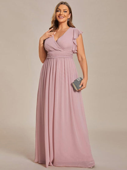 ever LILYANA|Robe demoiselle d'honneur en mousseline manches plissées avec découpe au dos