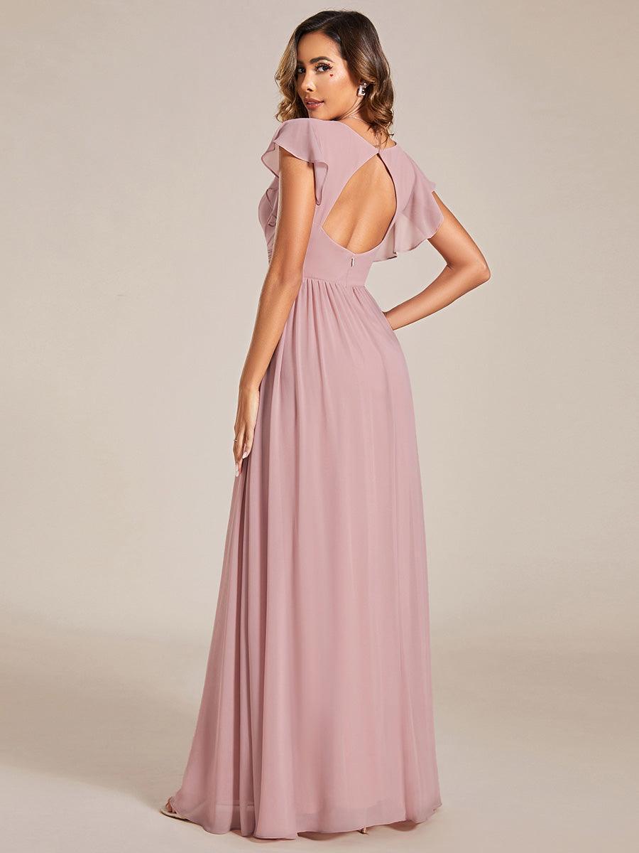 ever LILYANA|Robe demoiselle d'honneur en mousseline manches plissées avec découpe au dos