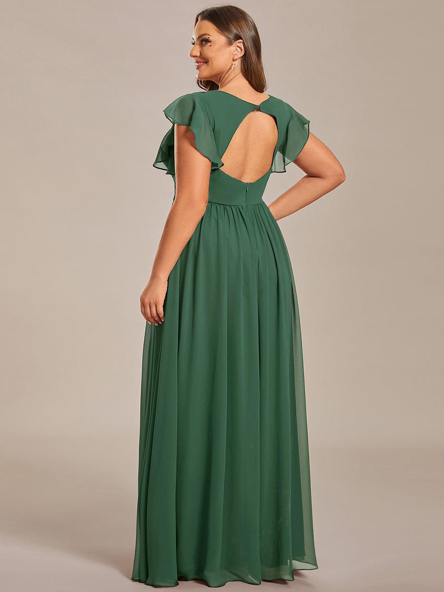 ever LILYANA|Robe demoiselle d'honneur en mousseline manches plissées avec découpe au dos