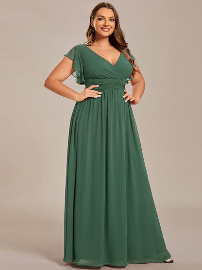 ever LILYANA|Robe demoiselle d'honneur en mousseline manches plissées avec découpe au dos