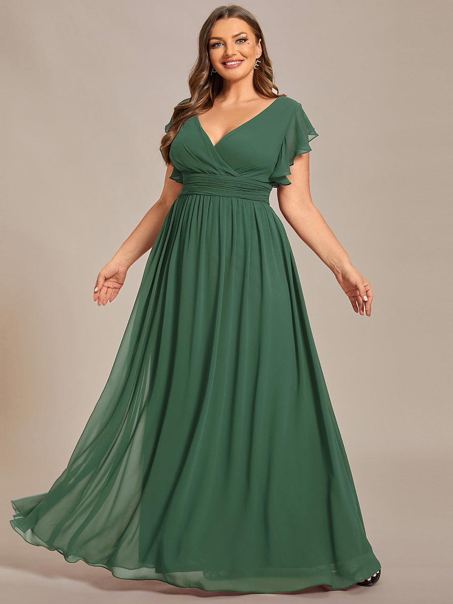 ever LILYANA|Robe demoiselle d'honneur en mousseline manches plissées avec découpe au dos