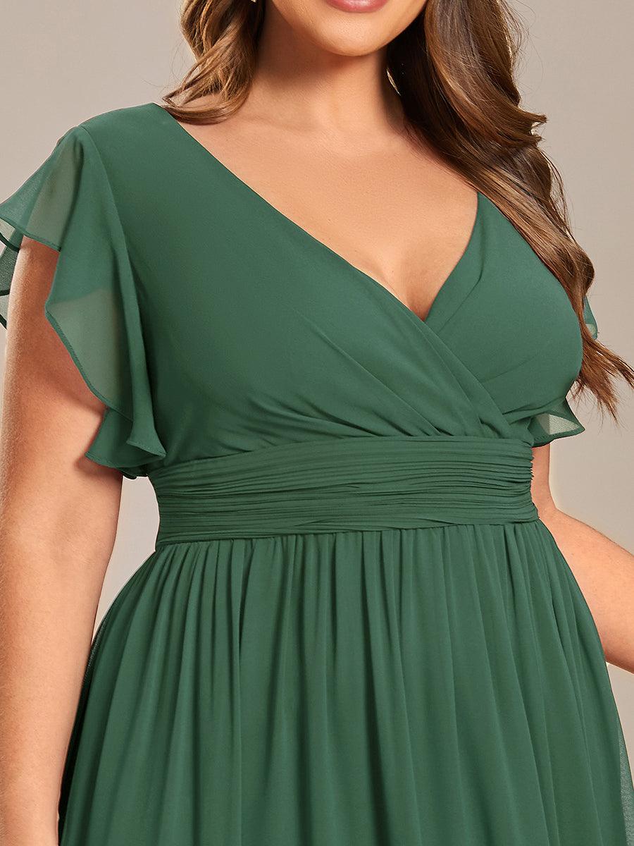 ever LILYANA|Robe demoiselle d'honneur en mousseline manches plissées avec découpe au dos