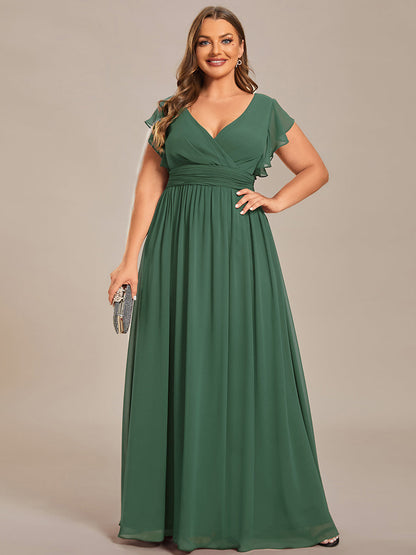 ever LILYANA|Robe demoiselle d'honneur en mousseline manches plissées avec découpe au dos