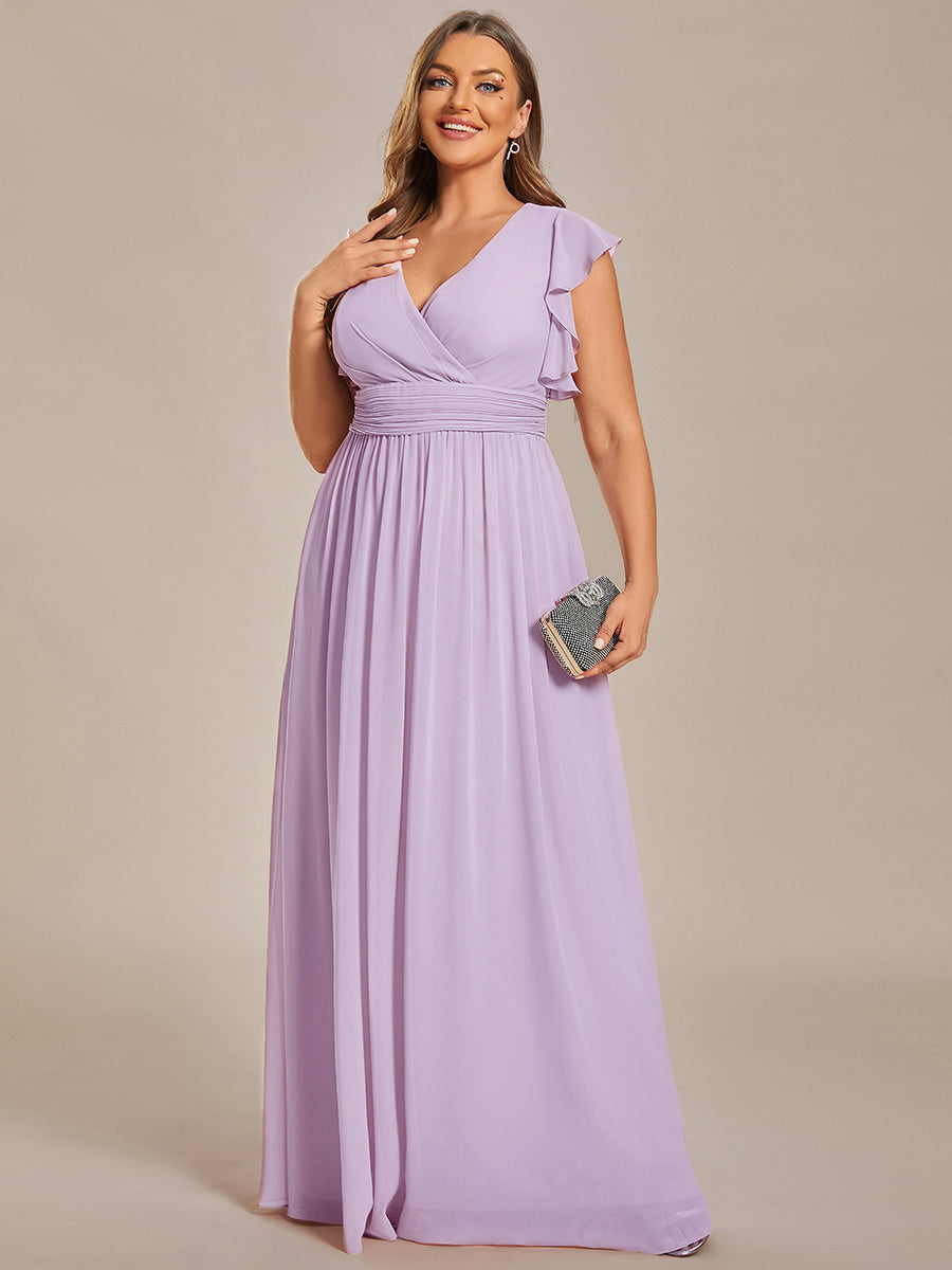 ever LILYANA|Robe demoiselle d'honneur en mousseline manches plissées avec découpe au dos