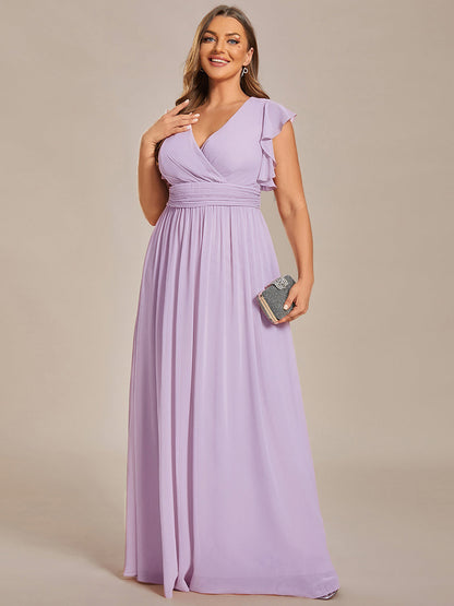 ever LILYANA|Robe demoiselle d'honneur en mousseline manches plissées avec découpe au dos