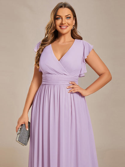 ever LILYANA|Robe demoiselle d'honneur en mousseline manches plissées avec découpe au dos