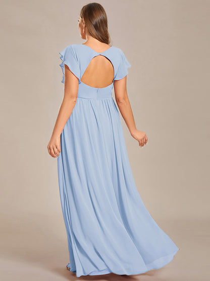 ever LILYANA|Robe demoiselle d'honneur en mousseline manches plissées avec découpe au dos