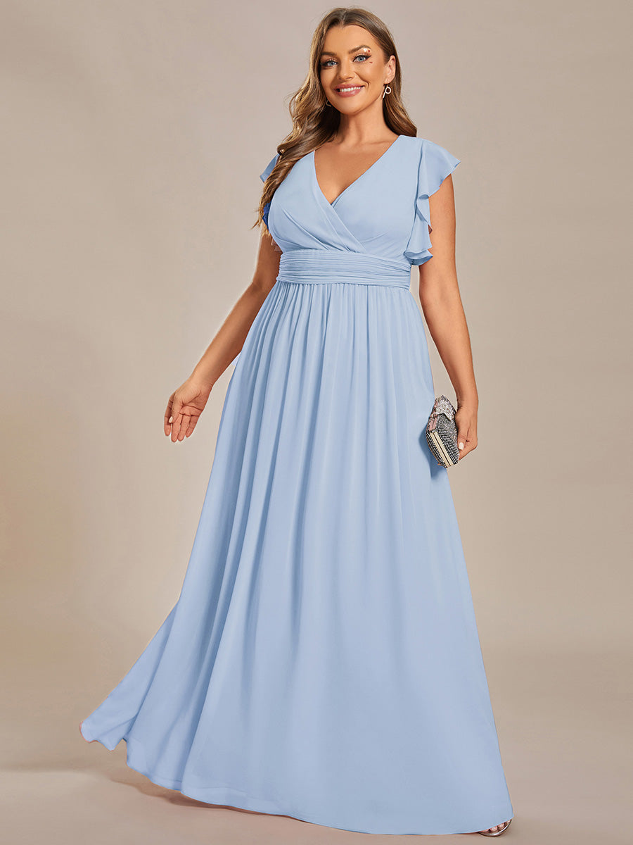 ever LILYANA|Robe demoiselle d'honneur en mousseline manches plissées avec découpe au dos