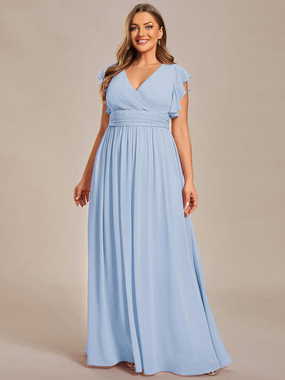 ever LILYANA|Robe demoiselle d'honneur en mousseline manches plissées avec découpe au dos