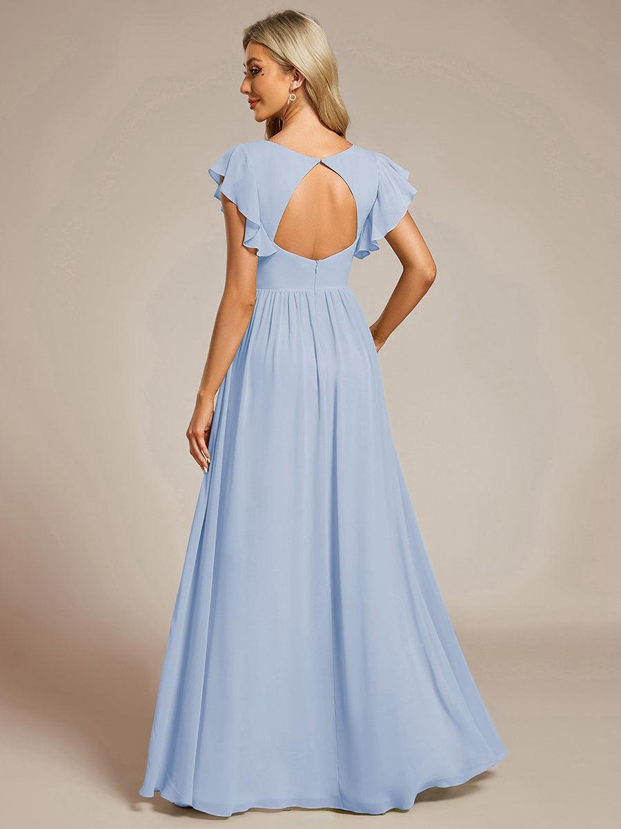 ever LILYANA|Robe demoiselle d'honneur en mousseline manches plissées avec découpe au dos