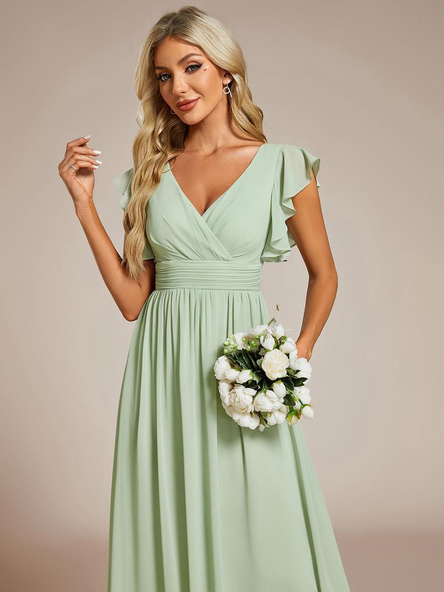 ever LILYANA|Robe demoiselle d'honneur en mousseline manches plissées avec découpe au dos