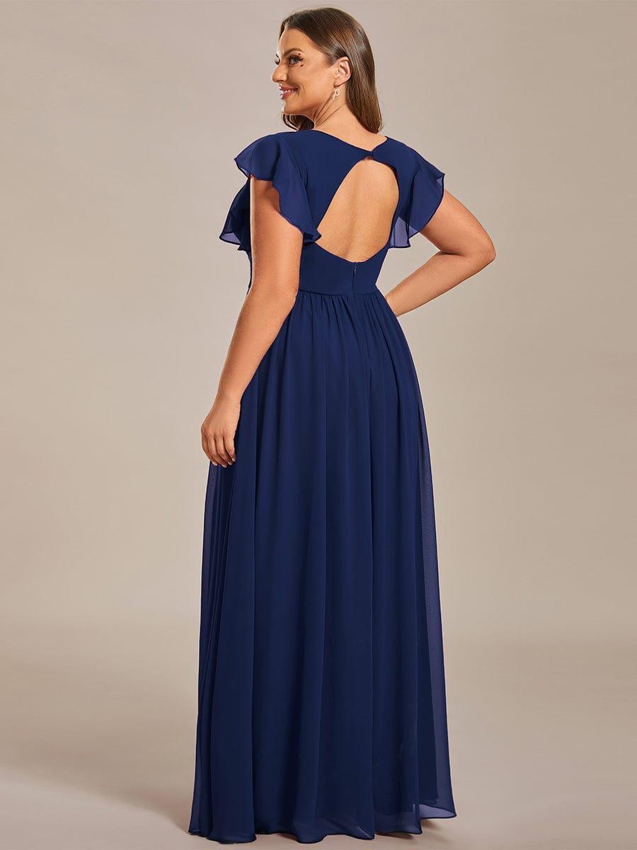 ever LILYANA|Robe demoiselle d'honneur en mousseline manches plissées avec découpe au dos