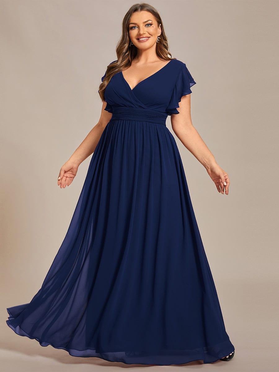 ever LILYANA|Robe demoiselle d'honneur en mousseline manches plissées avec découpe au dos