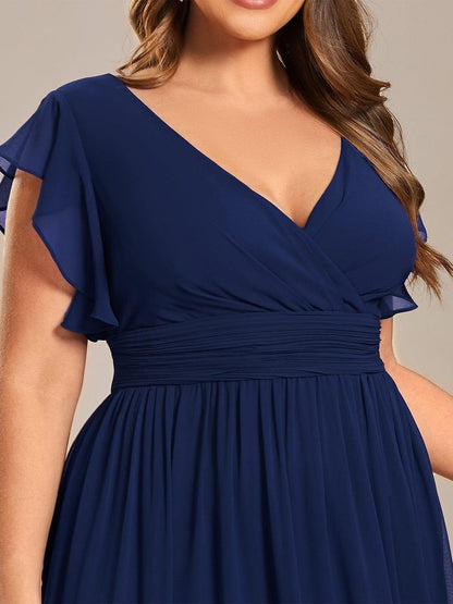 ever LILYANA|Robe demoiselle d'honneur en mousseline manches plissées avec découpe au dos