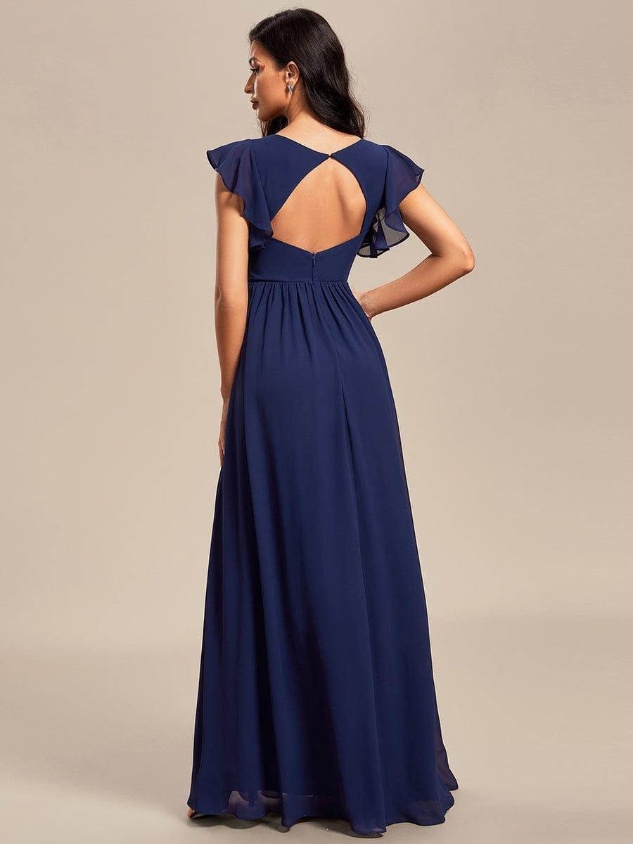 ever LILYANA|Robe demoiselle d'honneur en mousseline manches plissées avec découpe au dos