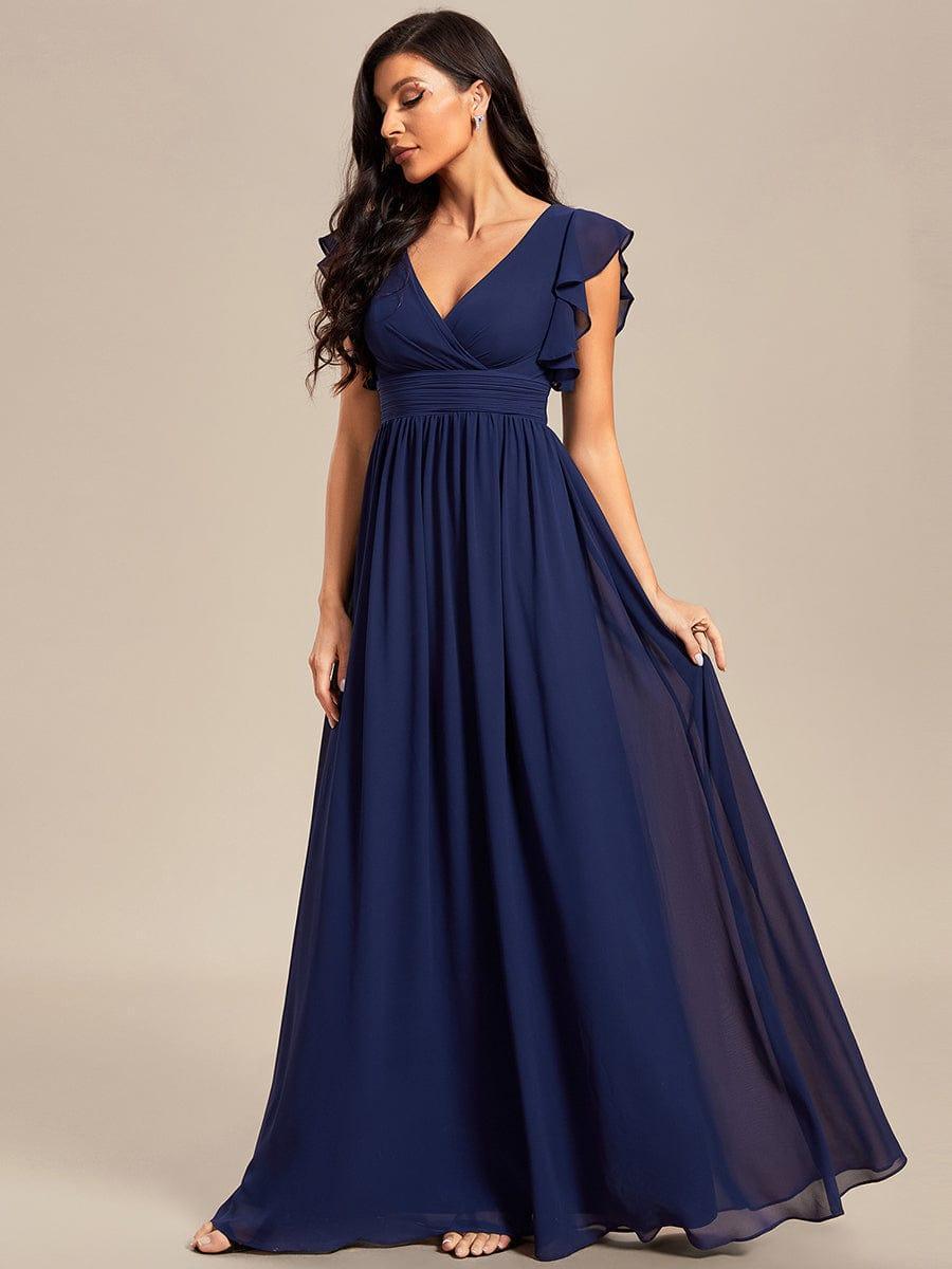 ever LILYANA|Robe demoiselle d'honneur en mousseline manches plissées avec découpe au dos
