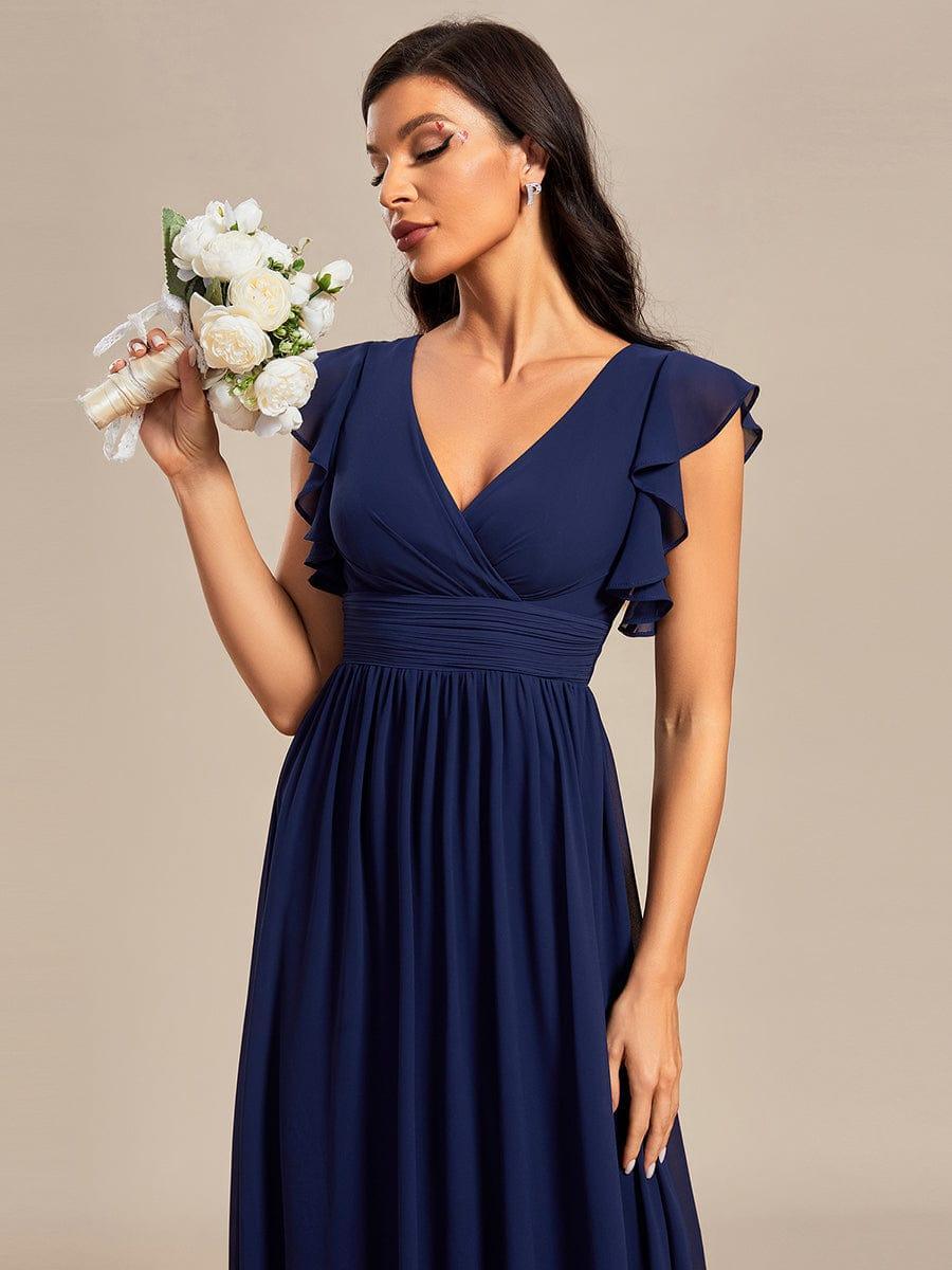 ever LILYANA|Robe demoiselle d'honneur en mousseline manches plissées avec découpe au dos
