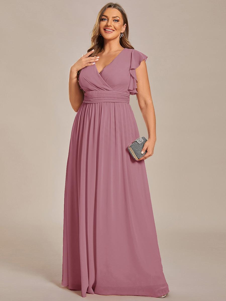 ever LILYANA|Robe demoiselle d'honneur en mousseline manches plissées avec découpe au dos