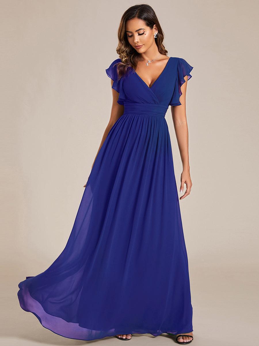 ever LILYANA|Robe demoiselle d'honneur en mousseline manches plissées avec découpe au dos