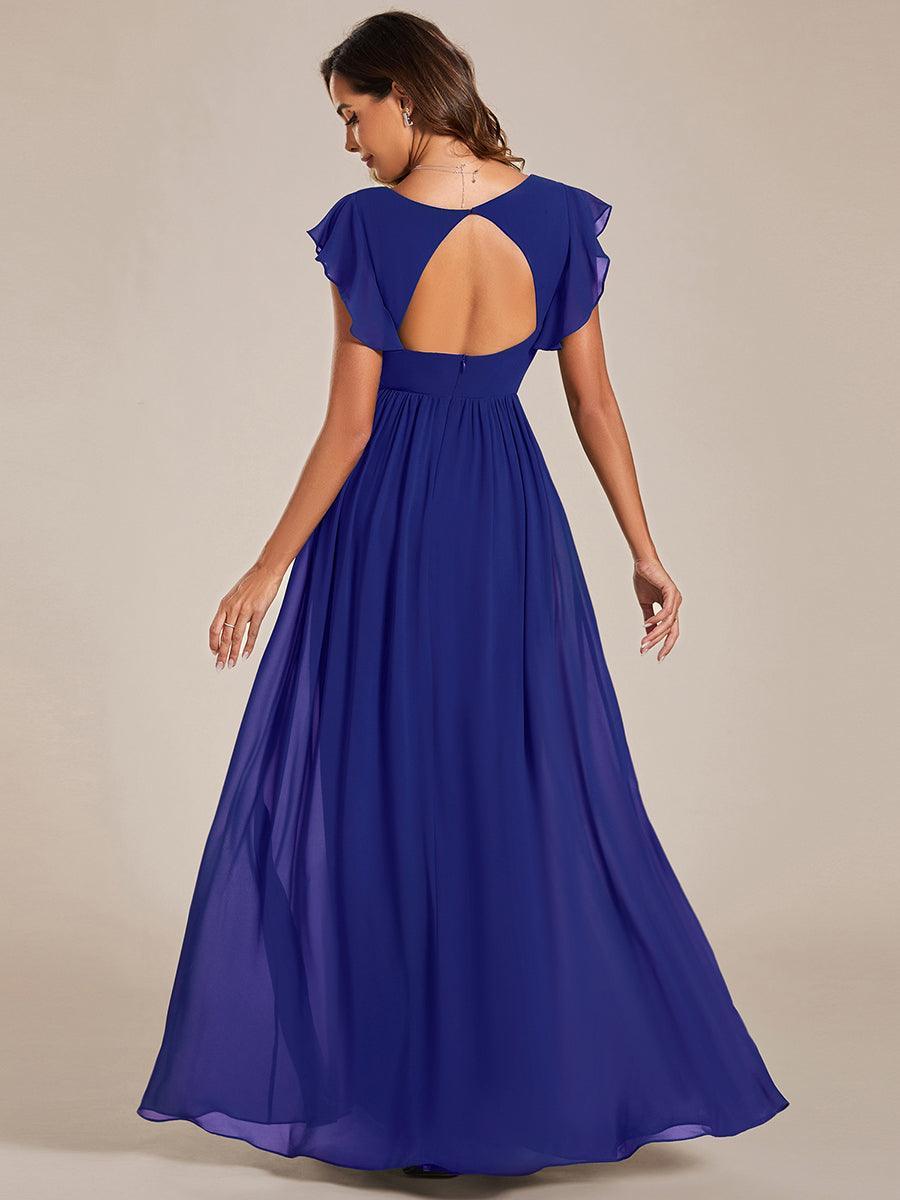 ever LILYANA|Robe demoiselle d'honneur en mousseline manches plissées avec découpe au dos