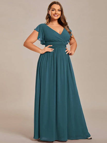ever LILYANA|Robe demoiselle d'honneur en mousseline manches plissées avec découpe au dos