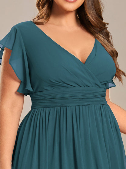 ever LILYANA|Robe demoiselle d'honneur en mousseline manches plissées avec découpe au dos