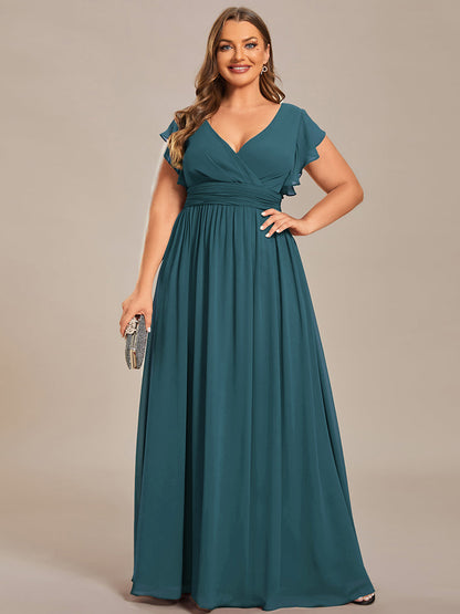 ever LILYANA|Robe demoiselle d'honneur en mousseline manches plissées avec découpe au dos