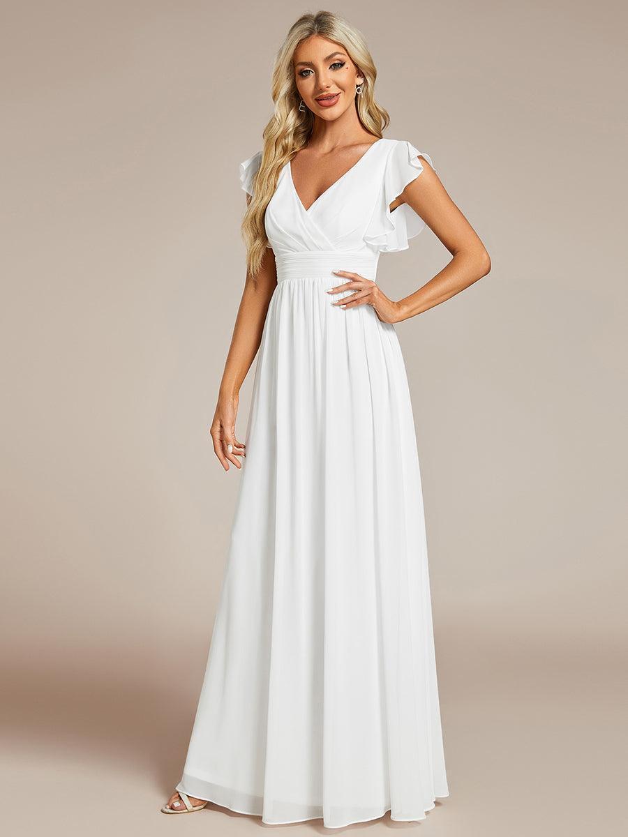 ever LILYANA|Robe demoiselle d'honneur en mousseline manches plissées avec découpe au dos
