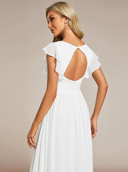 ever LILYANA|Robe demoiselle d'honneur en mousseline manches plissées avec découpe au dos