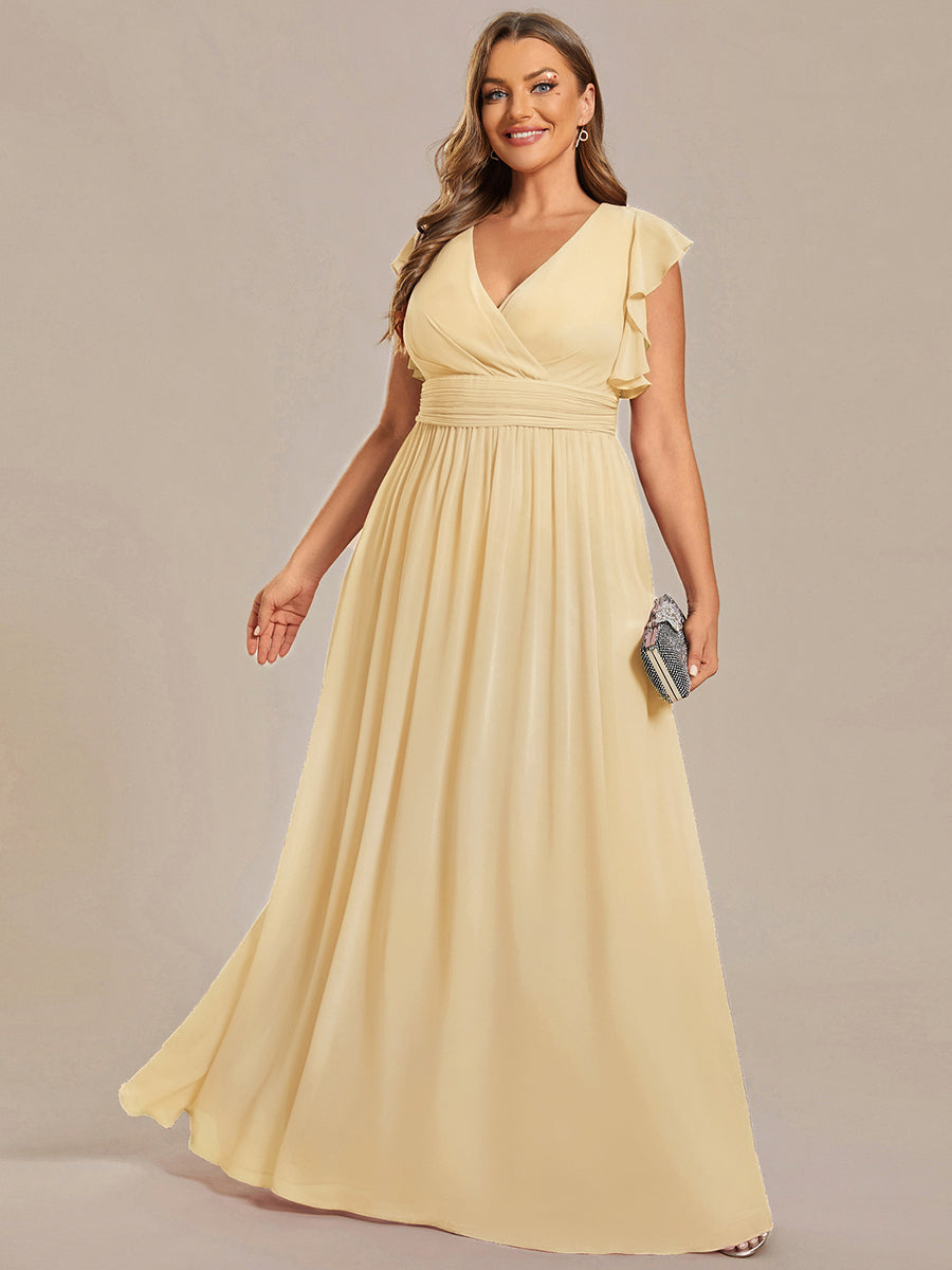 ever LILYANA|Robe demoiselle d'honneur en mousseline manches plissées avec découpe au dos