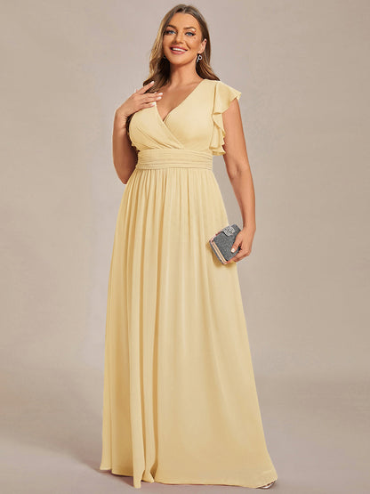 ever LILYANA|Robe demoiselle d'honneur en mousseline manches plissées avec découpe au dos