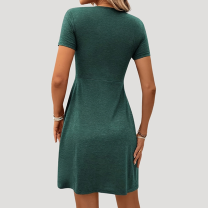 Eileen | Women Summer Mini Dress V-Neck Twist Front Short Sleeve