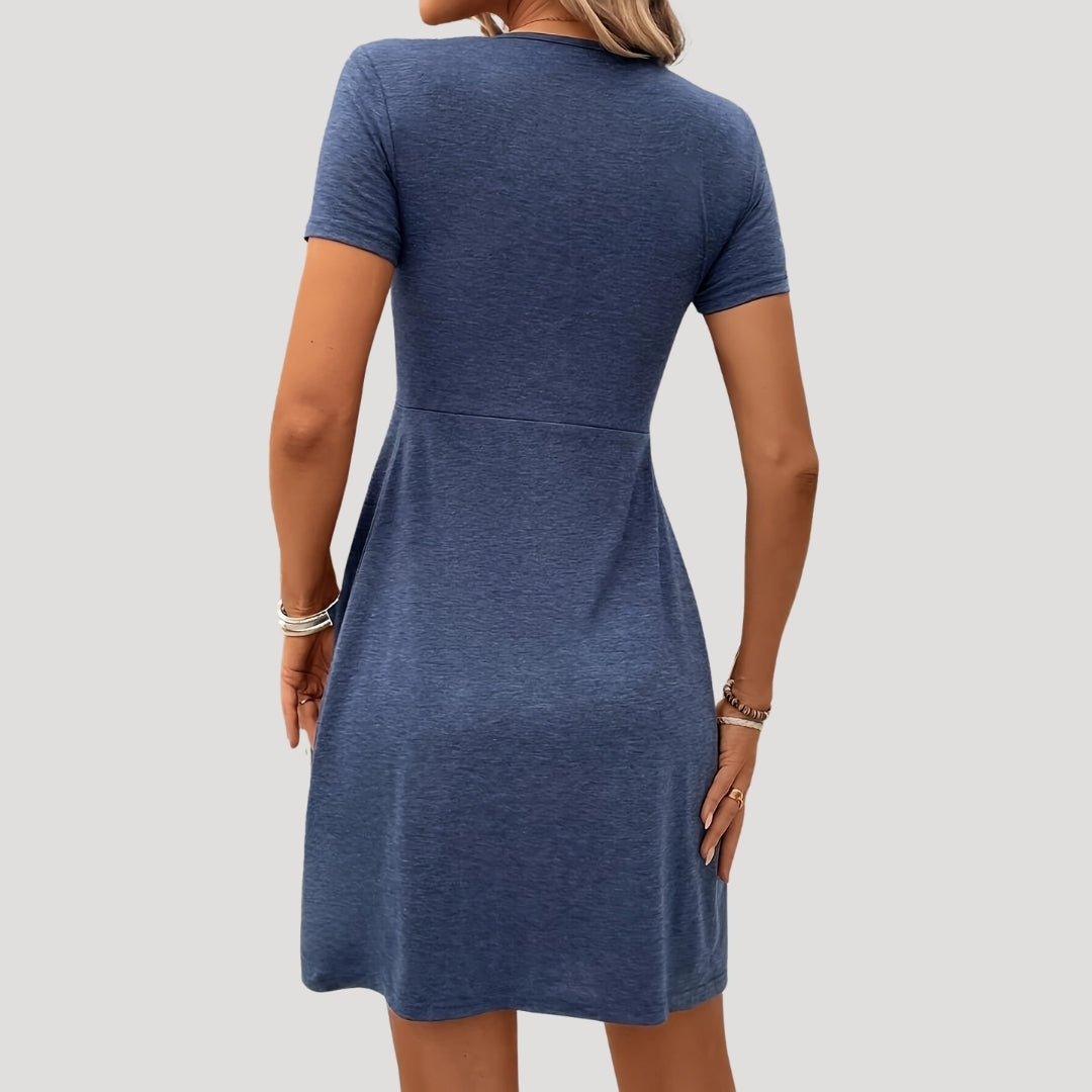 Eileen | Women Summer Mini Dress V-Neck Twist Front Short Sleeve