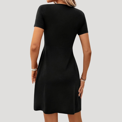 Eileen | Women Summer Mini Dress V-Neck Twist Front Short Sleeve