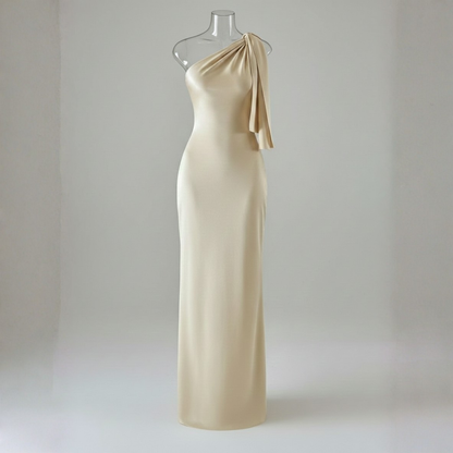 Elara | Women Evening Maxi Dress One Shoulder Draped Detail