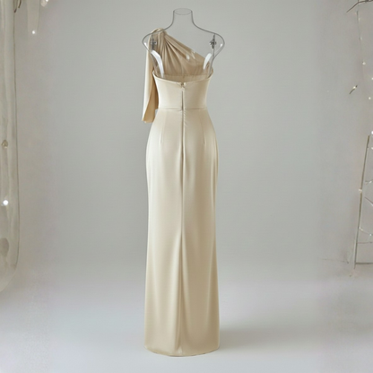 Elara | Women Evening Maxi Dress One Shoulder Draped Detail
