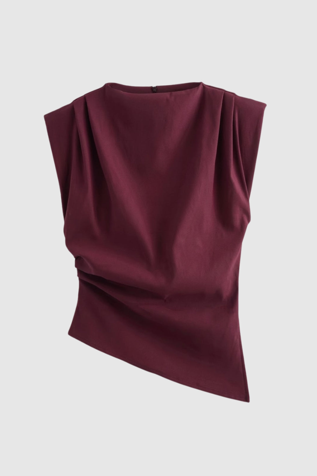 Mirelva | Damski Elegancki Drapowany Top Bez Rękawów Dopasowany