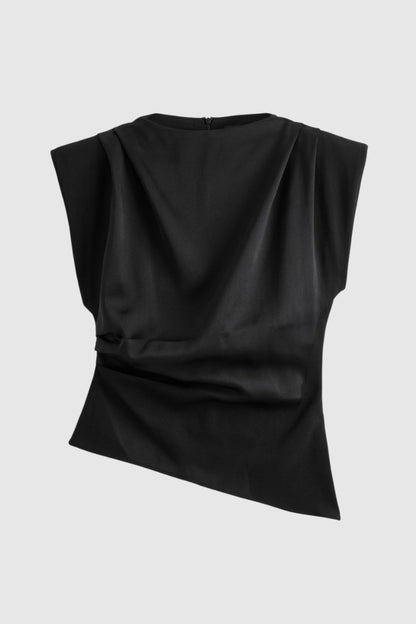 Mirelva | Damski Elegancki Drapowany Top Bez Rękawów Dopasowany