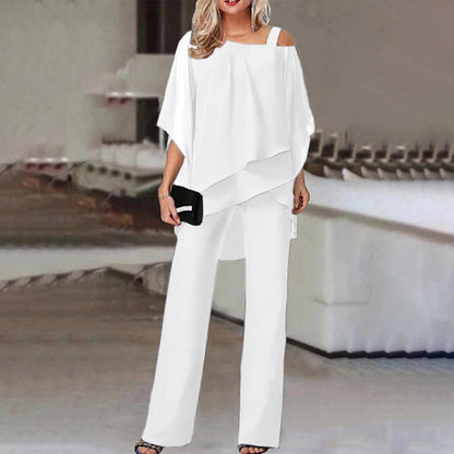 Elegant Cold-Shoulder Jumpsuit Set | Flowing Fit-Jumpsuits-Mykonostore-Mykonostore