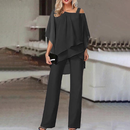 Elegant Cold-Shoulder Jumpsuit Set | Flowing Fit-Jumpsuits-Mykonostore-Black-S-Mykonostore
