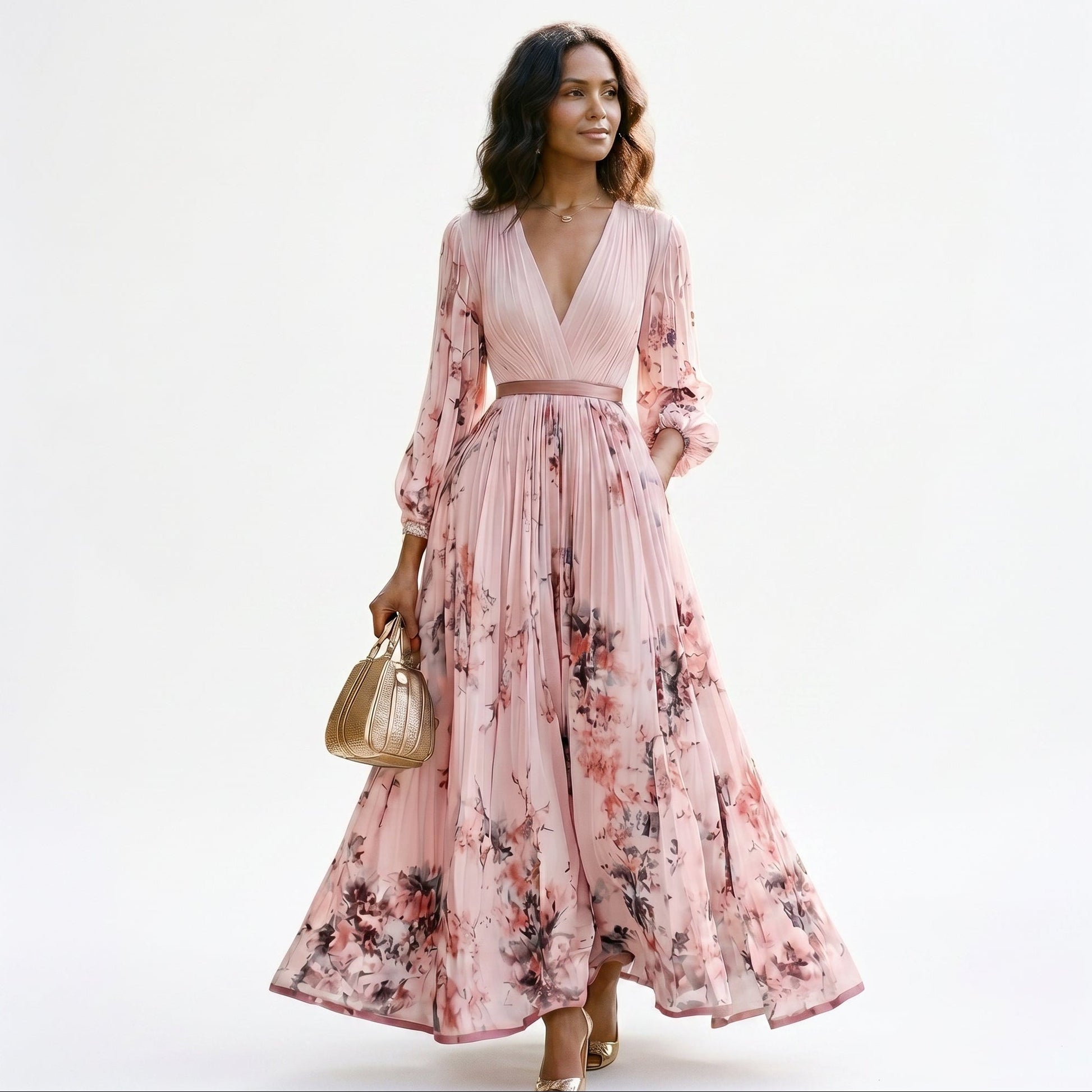 Elegant Floral Long Sleeve Maxi Dress for Women DONE
