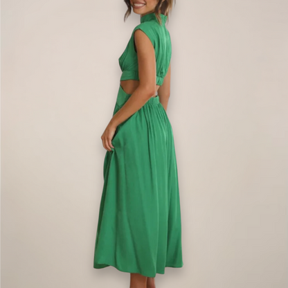 Averelle | Damska Letnia Elegancka Sukienka Maxi z Wycięciem w Talii