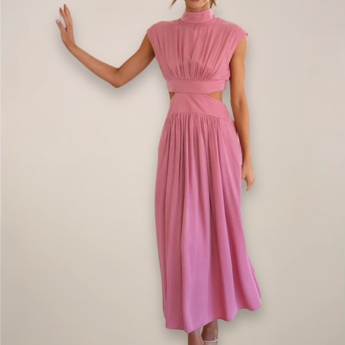 Averelle | Damska Letnia Elegancka Sukienka Maxi z Wycięciem w Talii