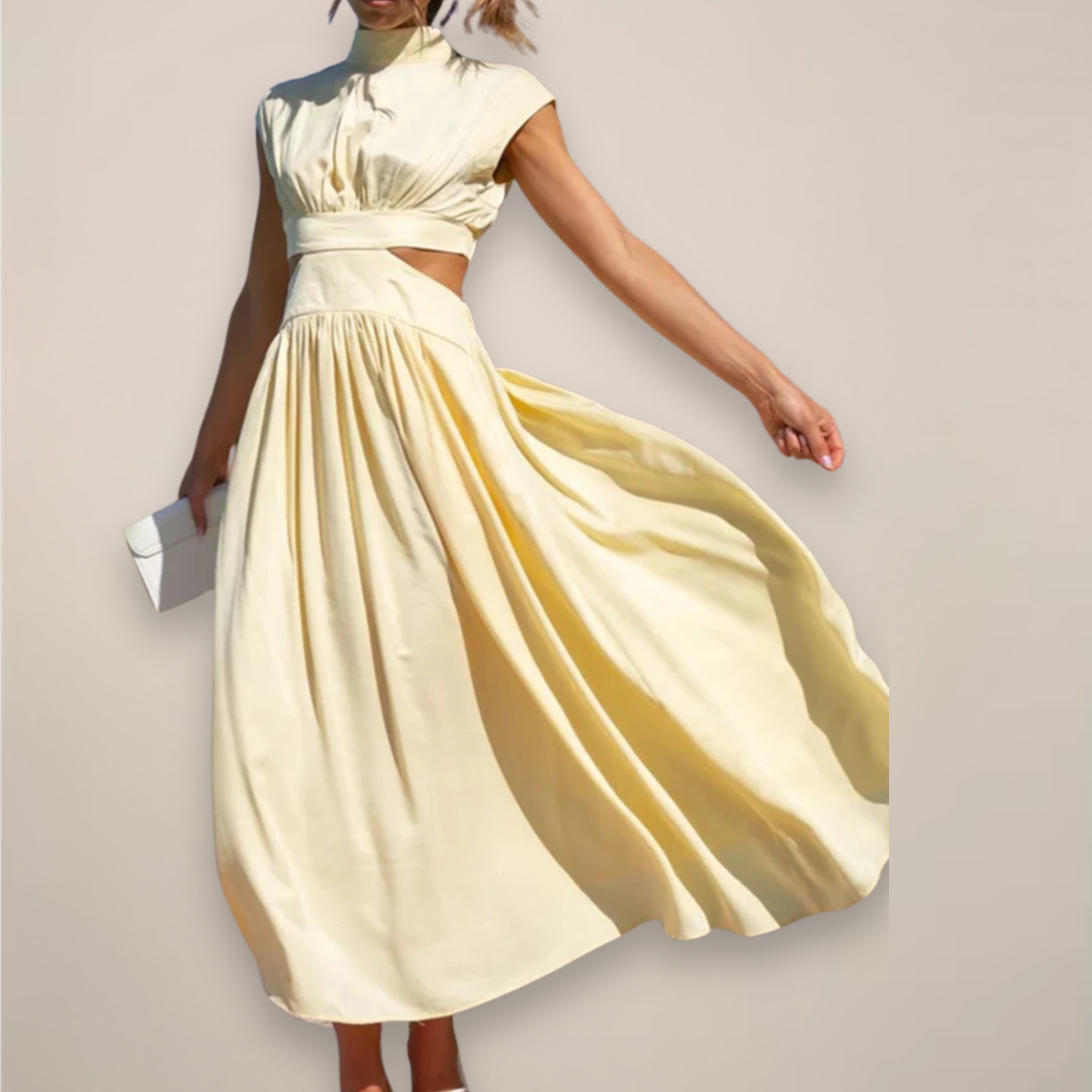 Averelle | Damska Letnia Elegancka Sukienka Maxi z Wycięciem w Talii