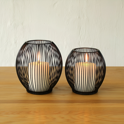 Minimalistisk svart metalllykta – Dekorativ ljusuppställning