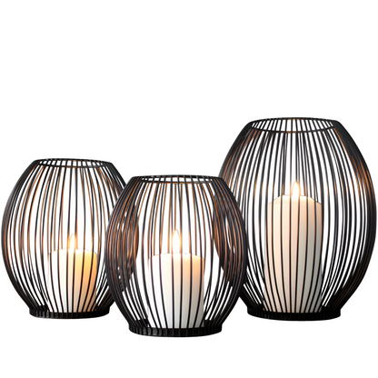 Minimalistisk svart metalllykta – Dekorativ ljusuppställning