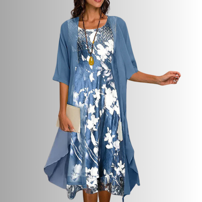 Envola - Damen Sommer Set Bluse Und Kleid Zweiteilig